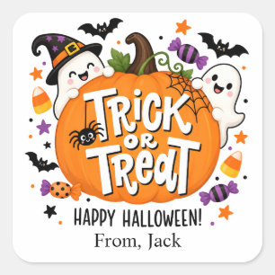 Kürbis-Halloween-Geschenk Klassenzimmer-Leckerei Quadratischer Aufkleber