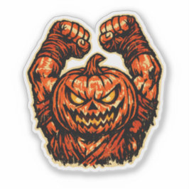 Kürbis-Halloween-Kämpfer — Vintage Retro Gruselig  Aufkleber