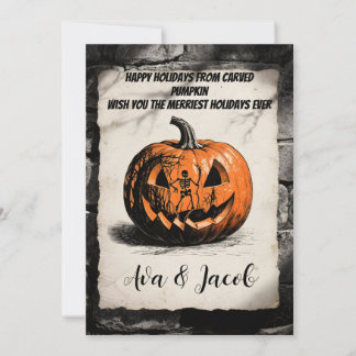 Kürbis-Halloween-Karte zum Erntedankfest Einladung