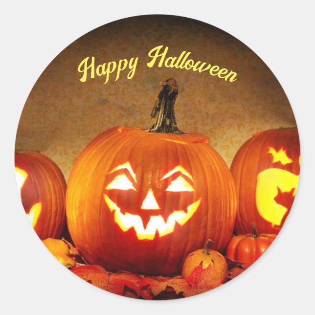Kürbis Halloween Klassischer runder Aufkleber (Vorderseite)