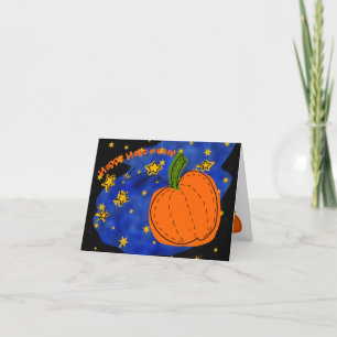 Kürbis Halloween Orange Blauer Sternenhimmel Feiertagskarte