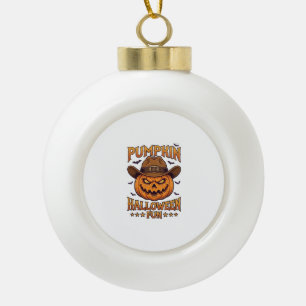 Kürbis Halloween-Spaß Jack Lantern Cowboyhut Flede Keramik Kugel-Ornament