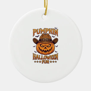 Kürbis Halloween-Spaß Jack Lantern Cowboyhut Flede Keramik Ornament