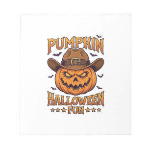 Kürbis Halloween-Spaß Jack Lantern Cowboyhut Flede Notizblock