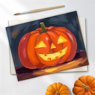 Kürbis-Halloween-Wasserfarbe Jack-O-Lantern Feiertagspostkarte
