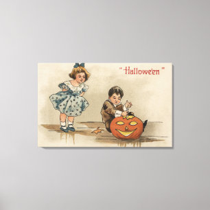Kürbis Halloweens GreetingCarving Leinwanddruck