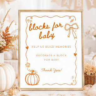 Kürbis-Handgezeichnete-Blöcke Für Baby-Sign Poster
