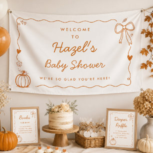 Kürbis-Handgezeichnete-Doodle-Baby-Shower-Willkomm Banner