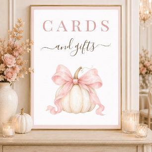 Kürbis-Herbst-Baby-Mädchen-Shower-Karten und Gesch Poster