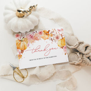 Kürbis Herbst Baby Shower Dankeskarten Einladung