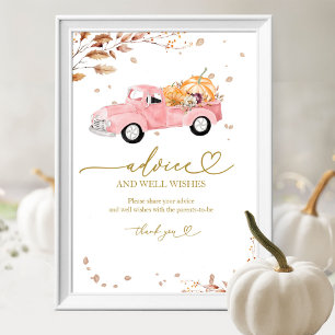 Kürbis Herbst Baby Shower Ratschläge & Wünsche Sch Poster