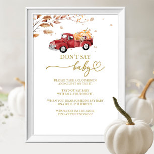 Kürbis Herbst Baby Shower Sag Nicht Baby Spiel Sch Poster