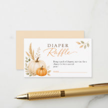 Kürbis-Herbst-Baby-Shower-Windel-Raffle-Tickets