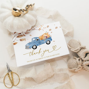 Kürbis Herbst Blaue LKW Jungen Baby Shower Danke