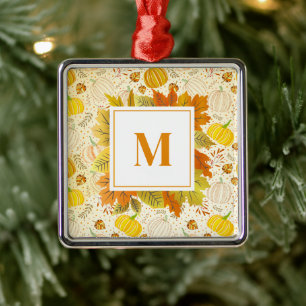 Kürbis Herbst Ernte Muster Ornament Aus Metall