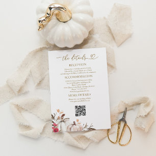 Kürbis-Herbst-Hochzeitsdetails QR-Code-Karte Einladung