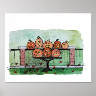 Kürbis Herbst-Homedekoration, Jack-o-lantern-Druck Poster