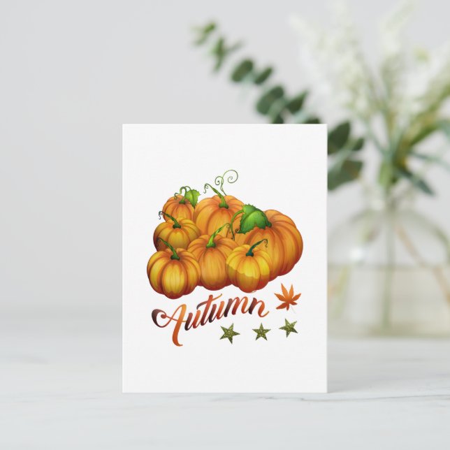 Kürbis Herbst Postkarte (Stehend Vorderseite)