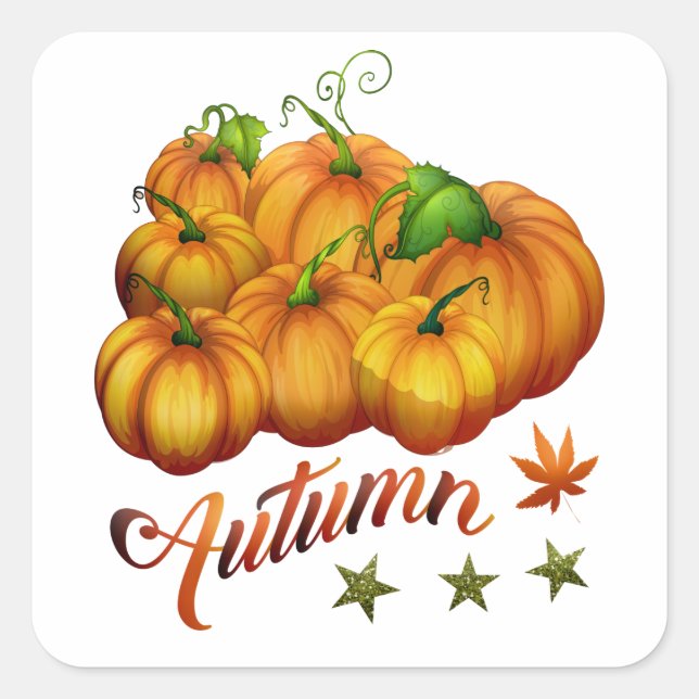 Kürbis Herbst Quadratischer Aufkleber (Vorderseite)