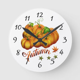 Kürbis Herbst Runde Wanduhr