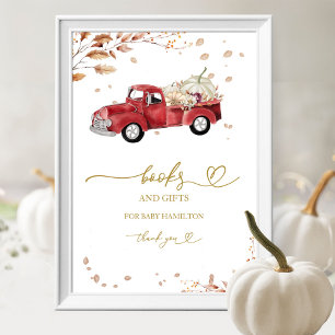 Kürbis-Herbstbücher für Baby-Sign Poster