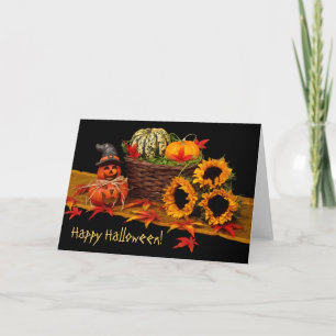 Kürbis Hexe Frohe Halloween Grußkarte   Karte