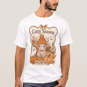 Kürbis-Hochlandkuh-Geist Halloween T-Shirt