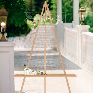 Kürbis-Hochzeitsprogramm-Schild mit Grün für den H Acrylschild