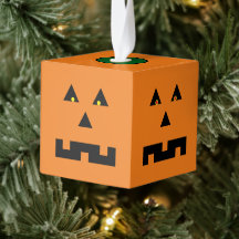 Kürbis-Holzwürfel-Halloween-Ornament