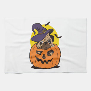 Kürbis-Hund-Halloween, Lustiger Halloween-Hund Geschirrtuch