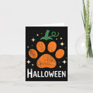Kürbis Hund Katze Pfotenabdruck Halloween Tierlieb Karte