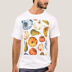 Kürbis Illustration: Nahtloses Wasserfarbmuster T-Shirt