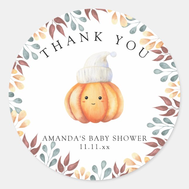 Kürbis in den Hut - Danke Runder Aufkleber (Vorderseite)