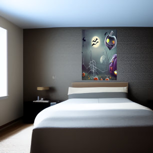 Kürbis in den unheimlichen Wald AI Art Poster
