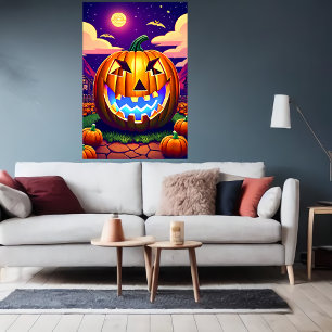 Kürbis in die Nacht AI Art Poster