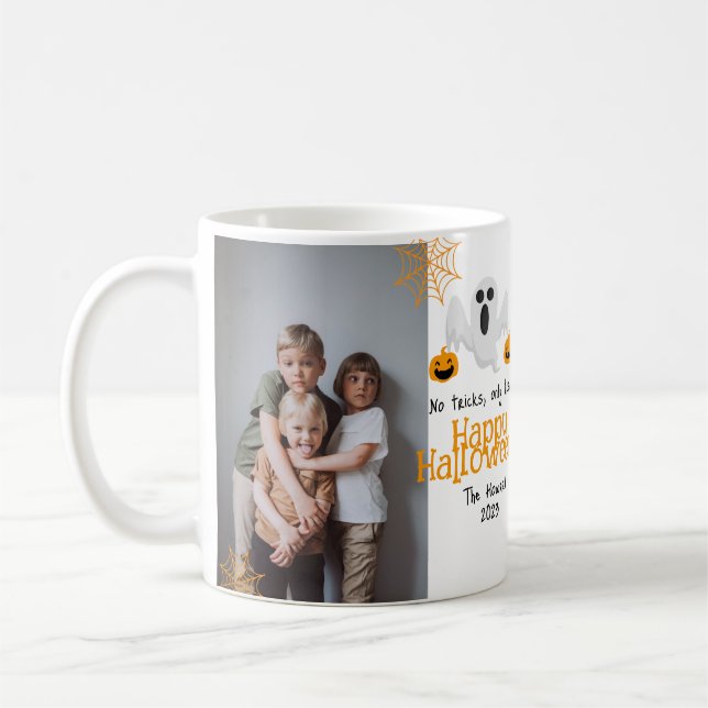 Kürbis Jack-o-Laterne Happy Halloween Foto Kaffeetasse (Links)