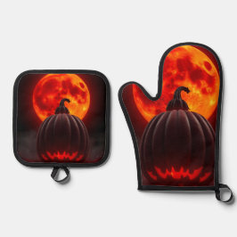 Kürbis-Kaiser-Eclipse-Halloween-Mitt-Set Ofenhandschuh & Topflappen-Set