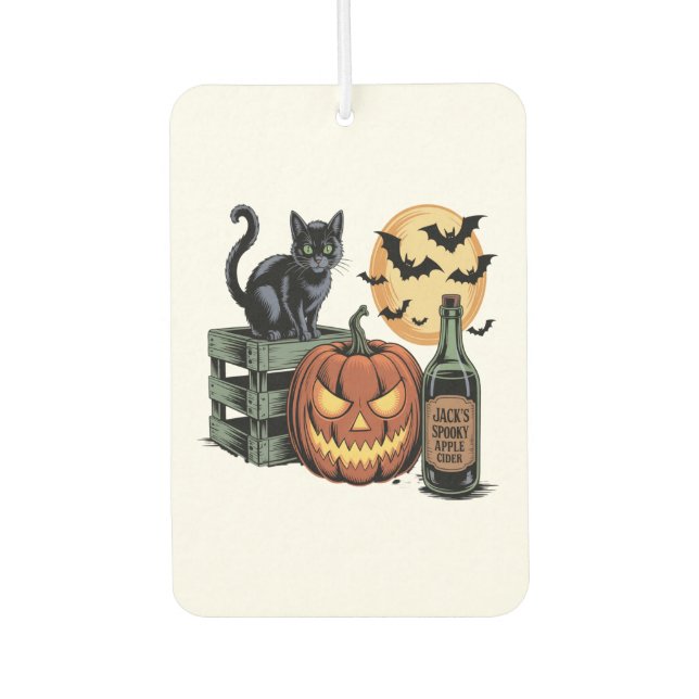 Kürbis Katzen Bier Halloween Autolufterfrischer (Vorderseite)