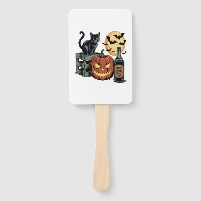 Kürbis Katzen Bier Halloween Fächer (Vorderseite)