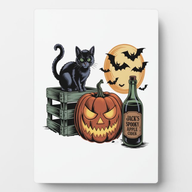 Kürbis Katzen Bier Halloween Fotoplatte (Vorderseite)