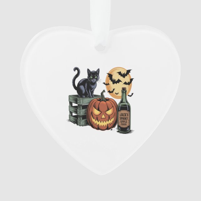Kürbis Katzen Bier Halloween Ornament (Vorderseite)