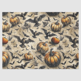 Kürbis, Krähen und Fledermäuse Halloween Muster (2 Seidenpapier