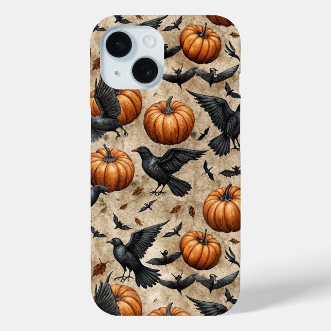 Kürbis, Krähen und Fledermausmuster Case-Mate iPhone Hülle (Rückseite)