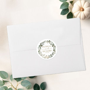 Kürbis-Kranz mit Grünzeug Herbst-Hochzeit Runder Aufkleber