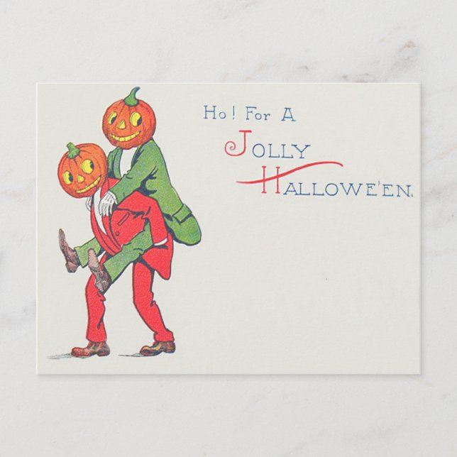 Kürbis-Kreatur-Jack-O'-Lantern-Schweinchen auf dem Postkarte (Vorderseite)