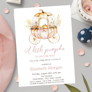 Kürbis-Kutsche-Aquarell-Blumen-Baby-Party Einladung