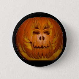Kürbis, lodernder Schädel Button