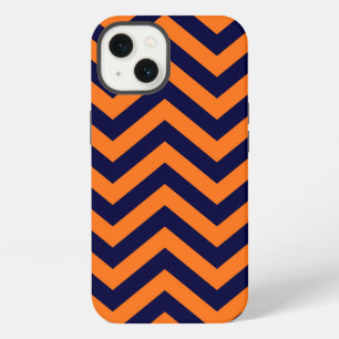 Kürbis, marineblaue große Chevron-Zickzack-Muster iPhone Hülle