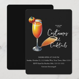 Kürbis Mimosa Kostüme und Cocktails Halloween Einladung