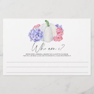 Kürbis mit Blumen - Wer bin ich Brautparty-Spiel Briefpapier